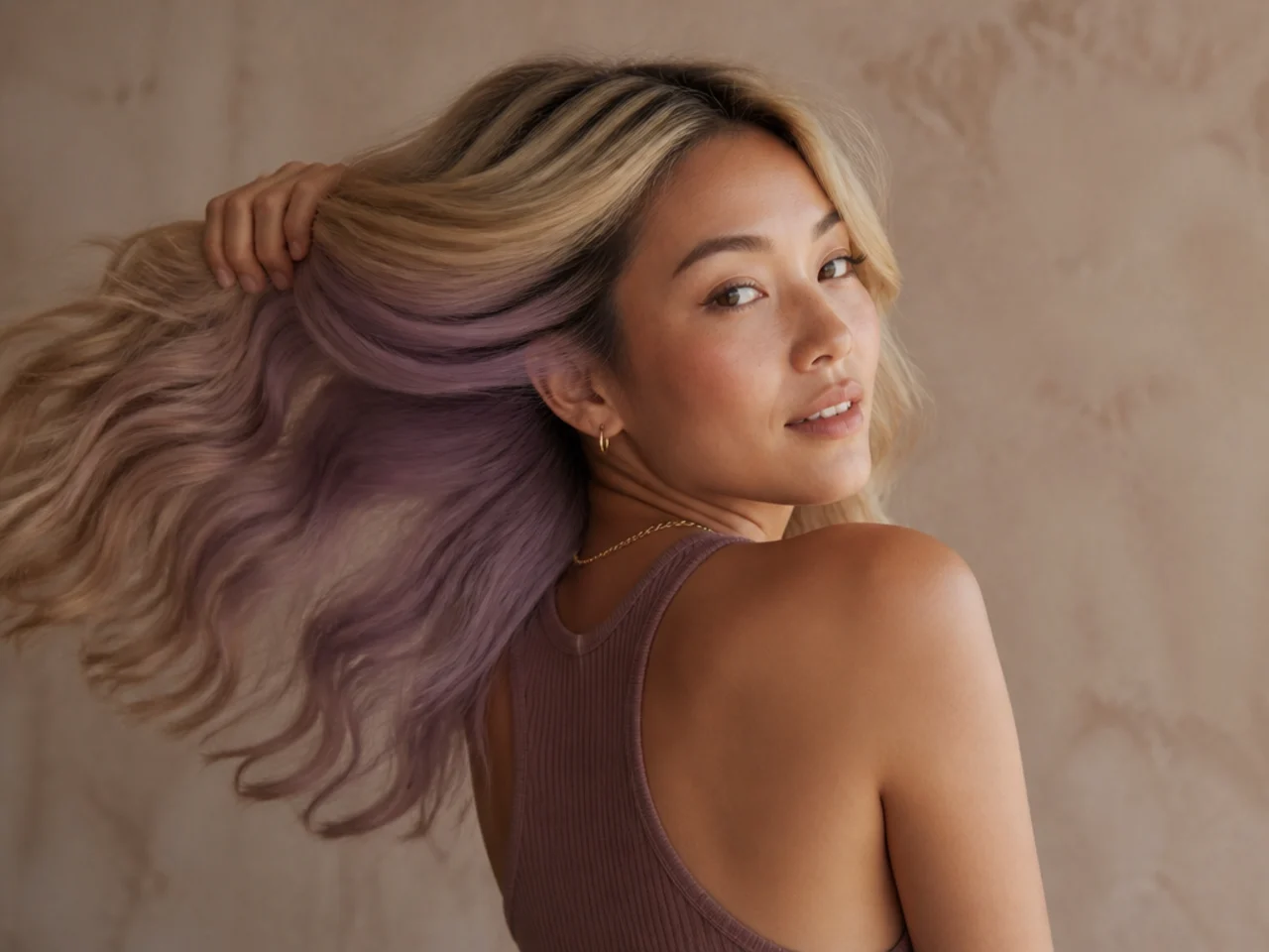 Lilac panel under blonde hair
