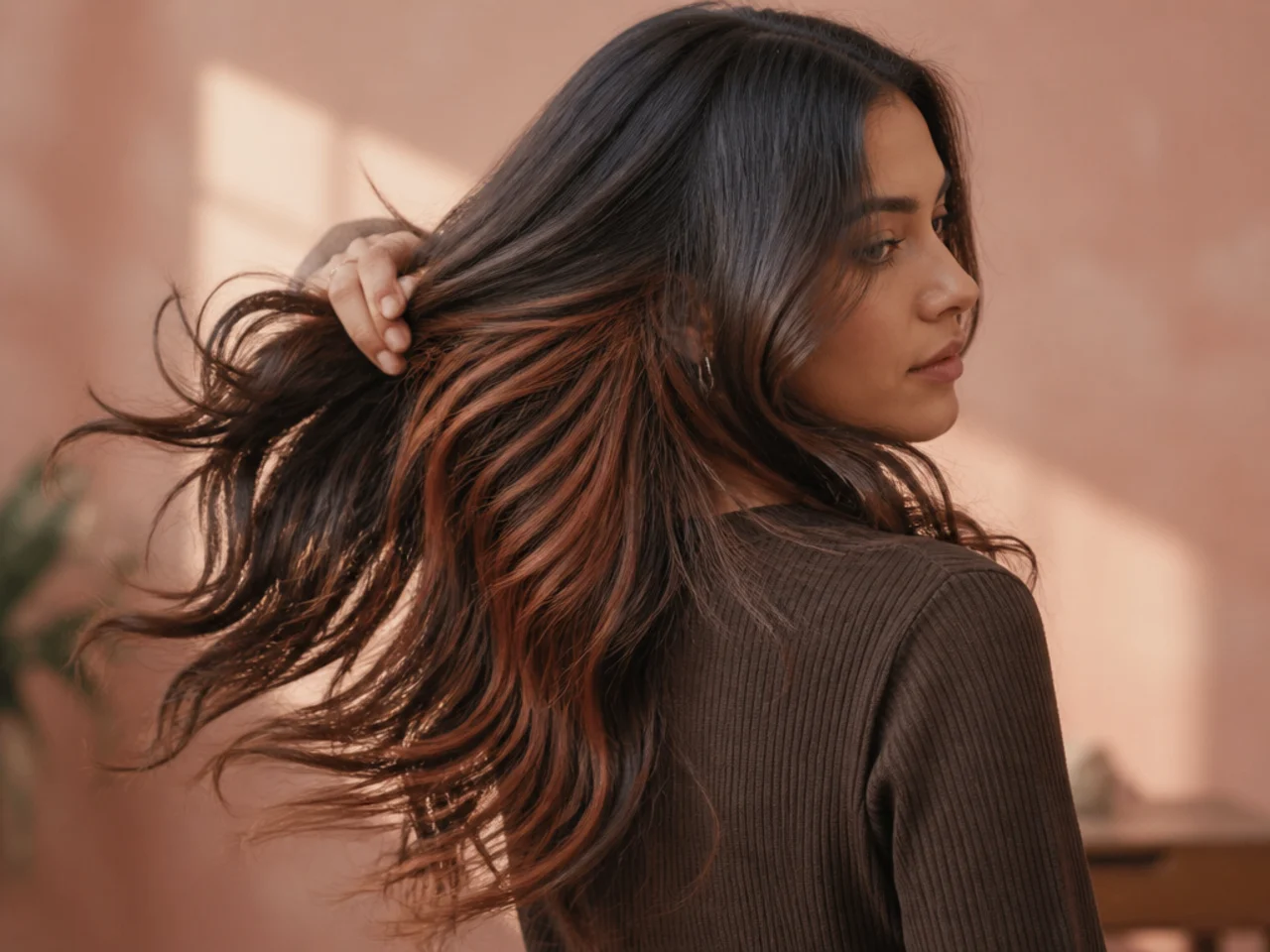 A cinnamon panel under brown hair