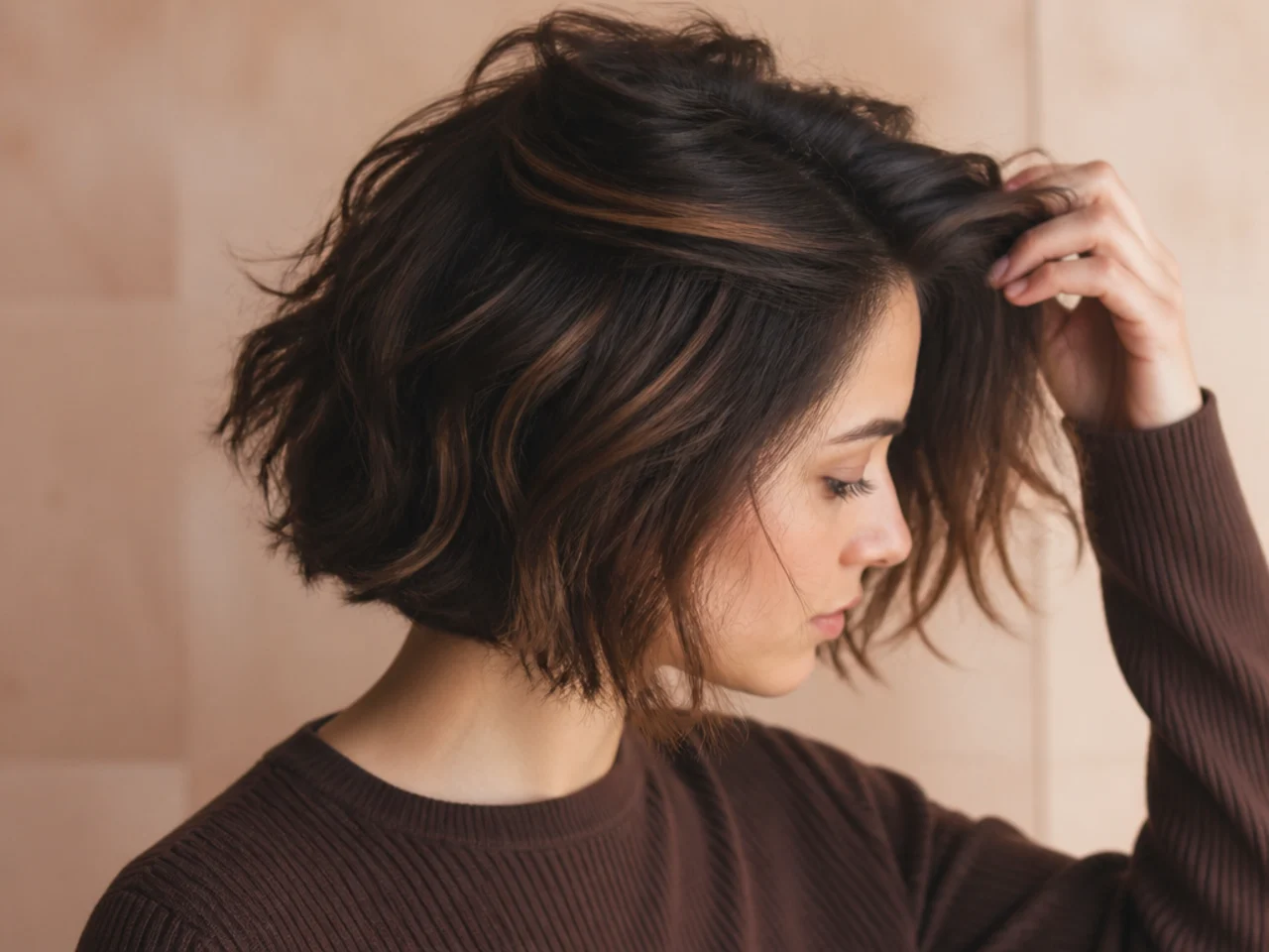 A grown out colour panel under short hair with no visible root line