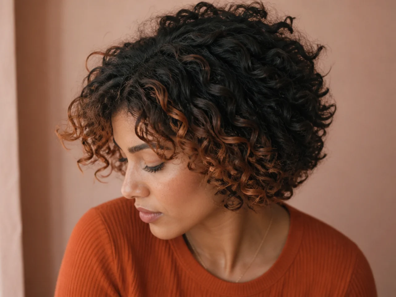 Short curls separating to show colour underneath