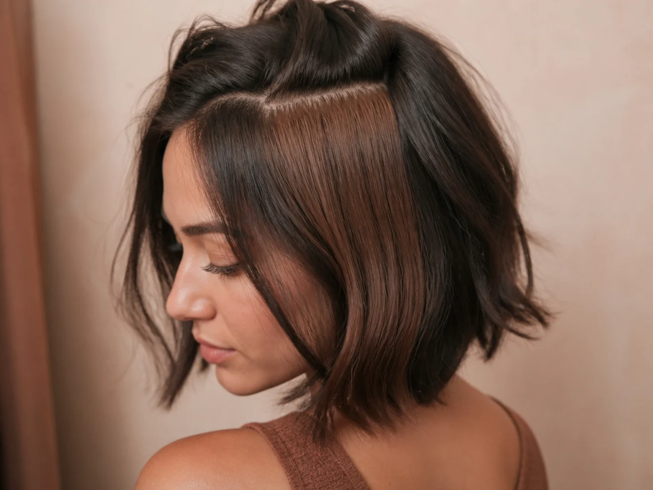 A colour panel sitting too high on a bob and showing permanently