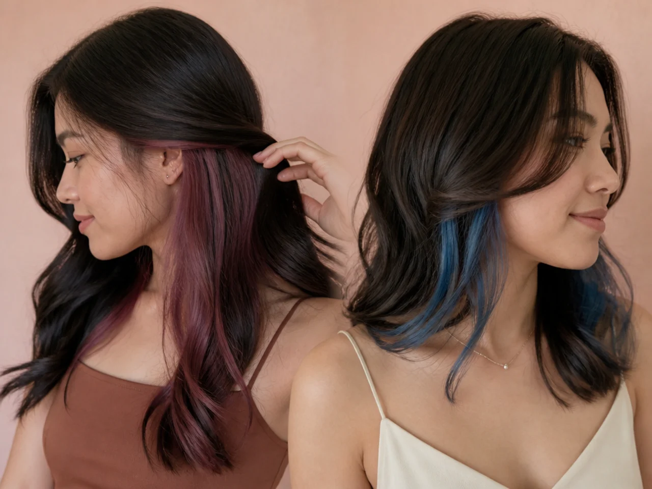 Side by side comparison of a hidden colour panel and a coloured under layer