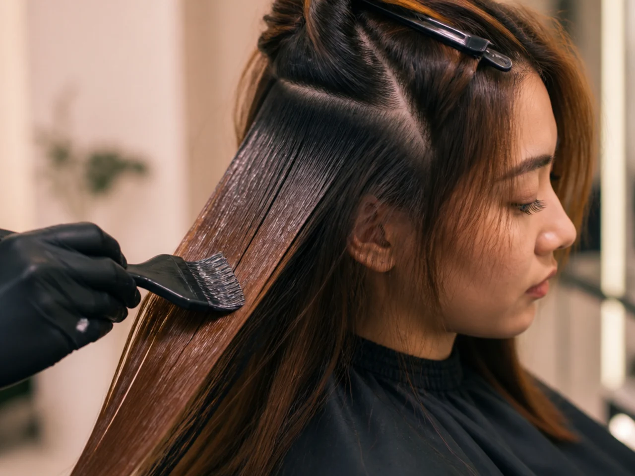 A faded panel being recoloured without any further bleaching
