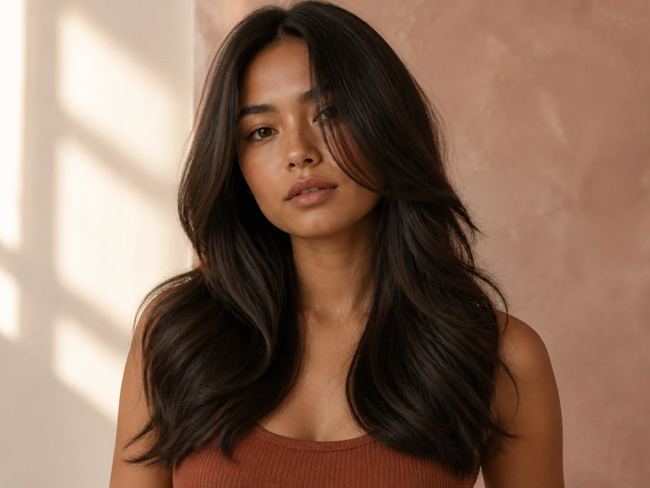 A neat rectangular panel of hair isolated below the top section