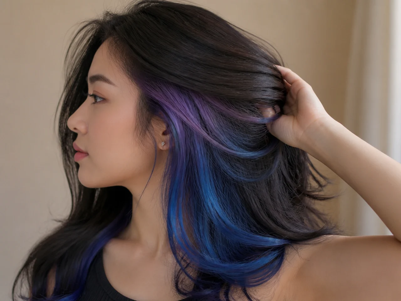 A two tone underlayer with violet and blue