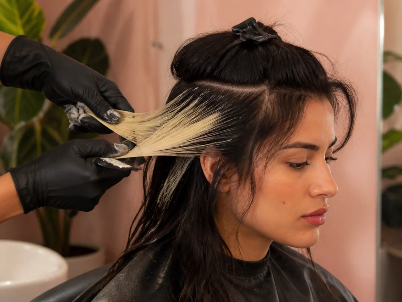 A dark section lifted to pale yellow before colour is applied