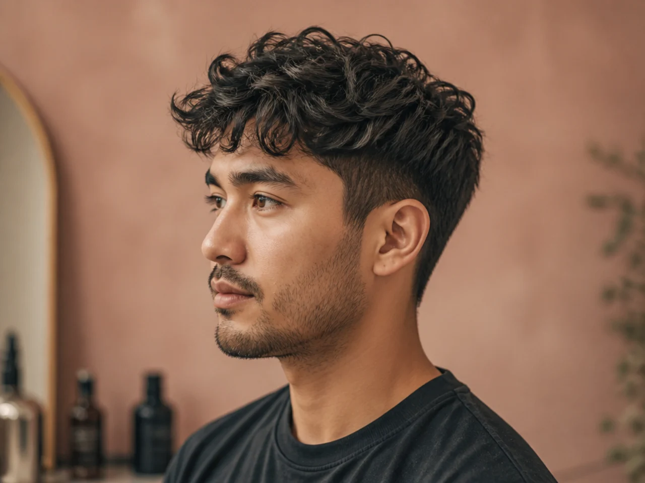 Short crew cut air-drying to a finished silhouette on wavy hair