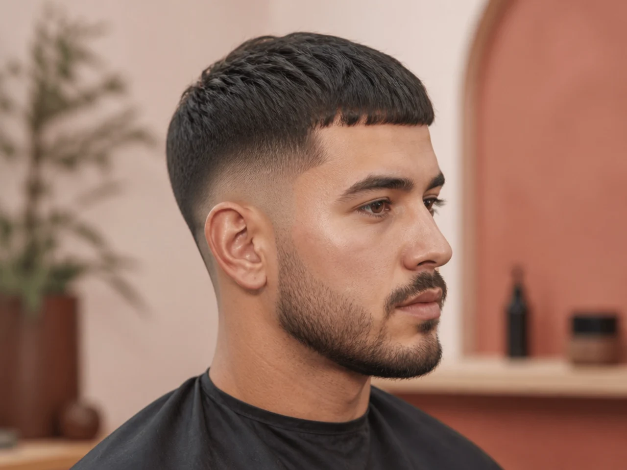 Mid fade with cropped top on a man at the office