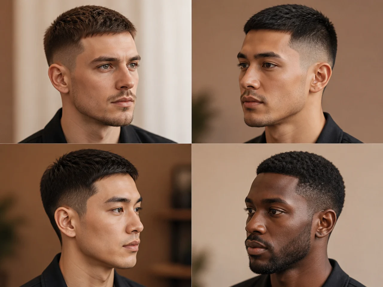 Scissor-cut crew on coarse straight hair for the office