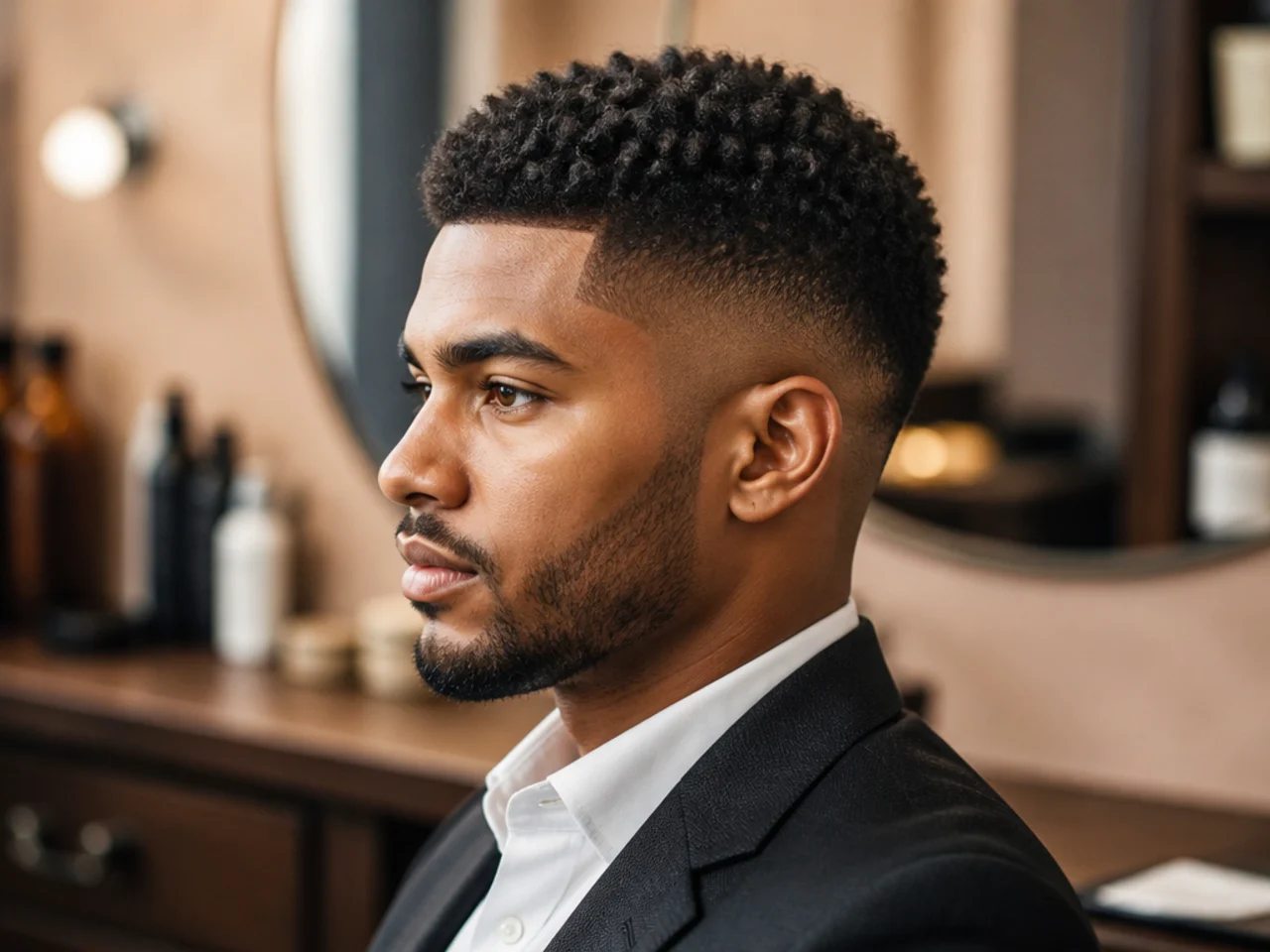 Short Afro Curly Fade