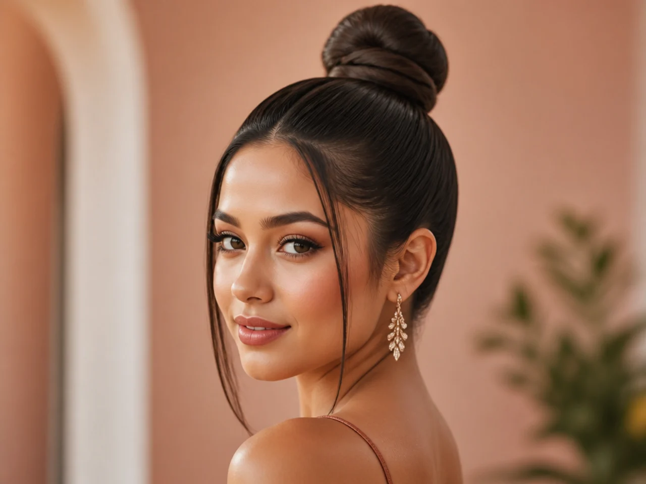 A high bun with a wrapped base