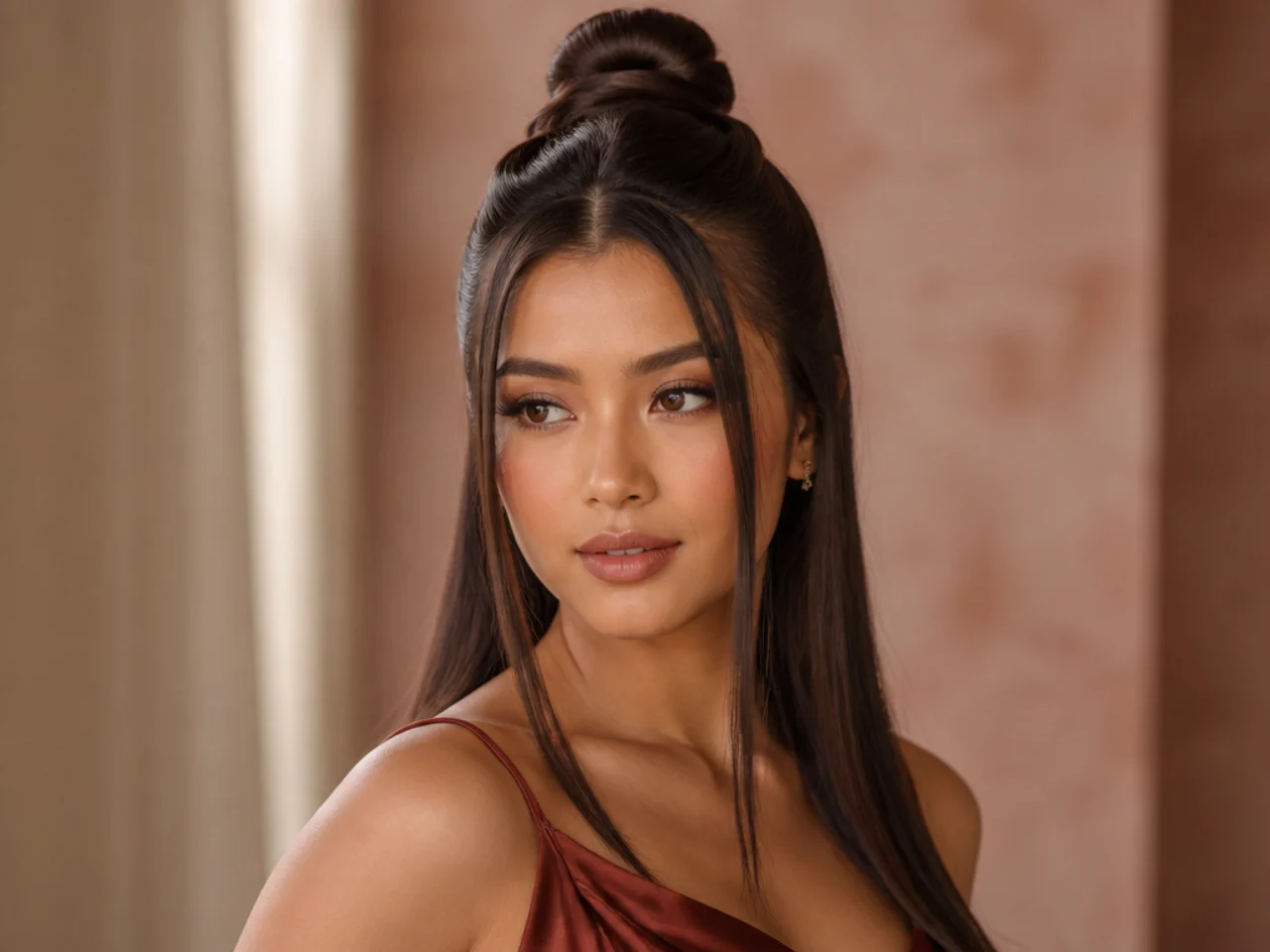 A half-up top knot