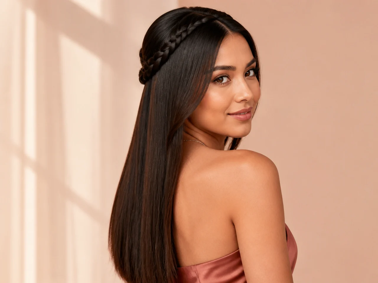 A half-up with a braided foundation