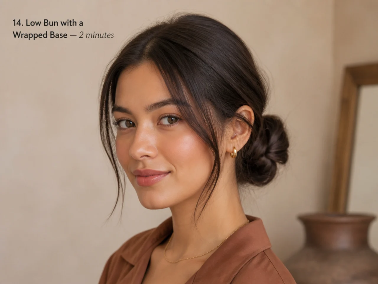 A low bun with a wrapped base