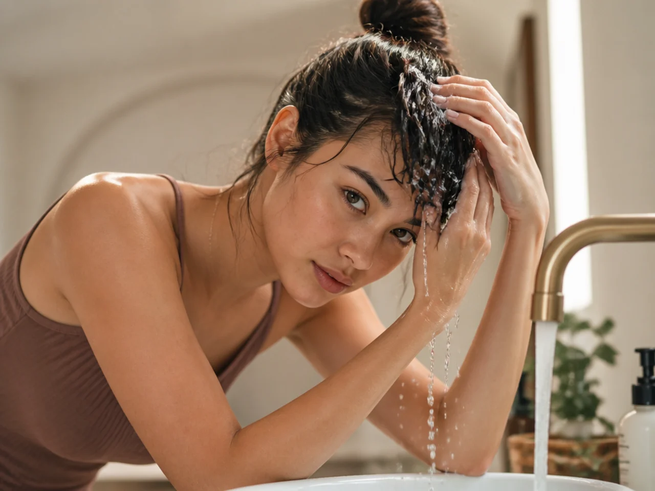 A fringe washed alone at the sink