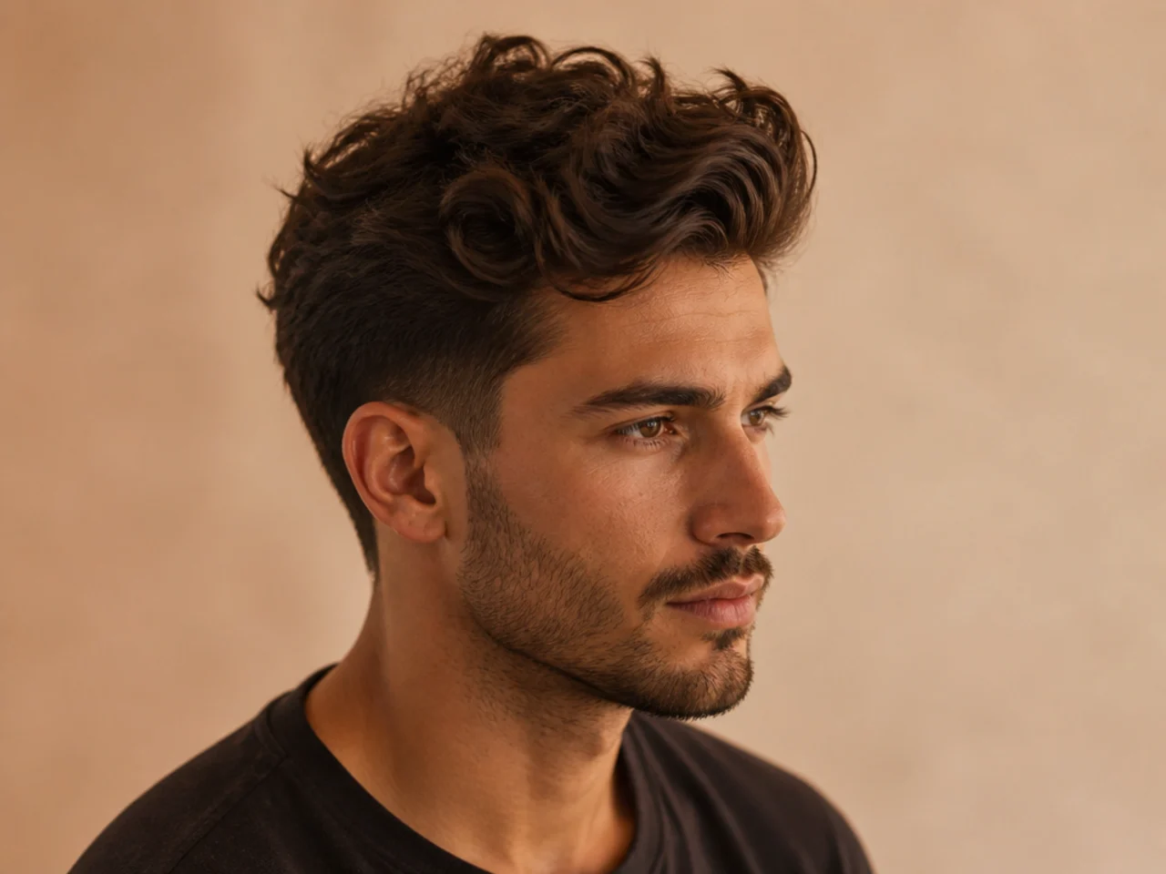 Messy Wavy Quiff with Low Taper