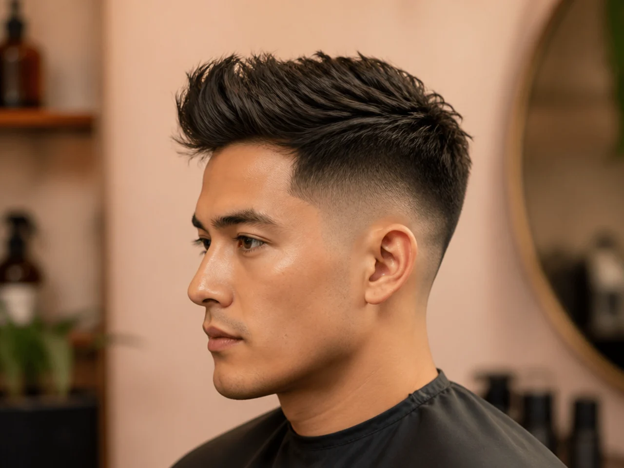 Short Textured Quiff with Mid Fade