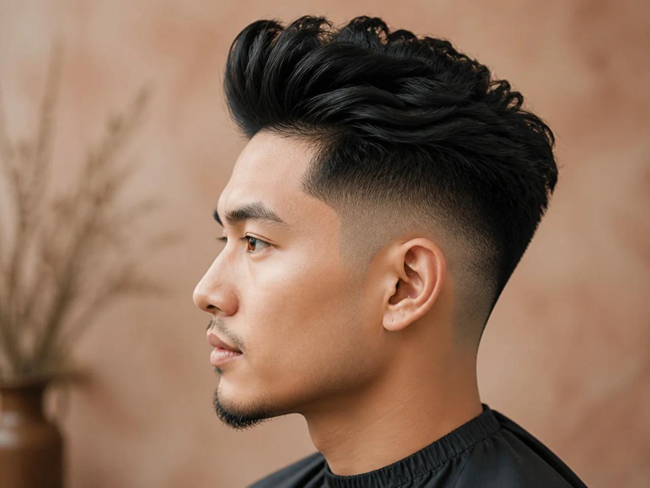 Textured Quiff with Sharp Fade