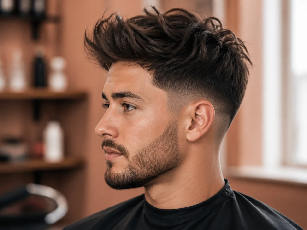 Tousled Textured Quiff with Low Fade