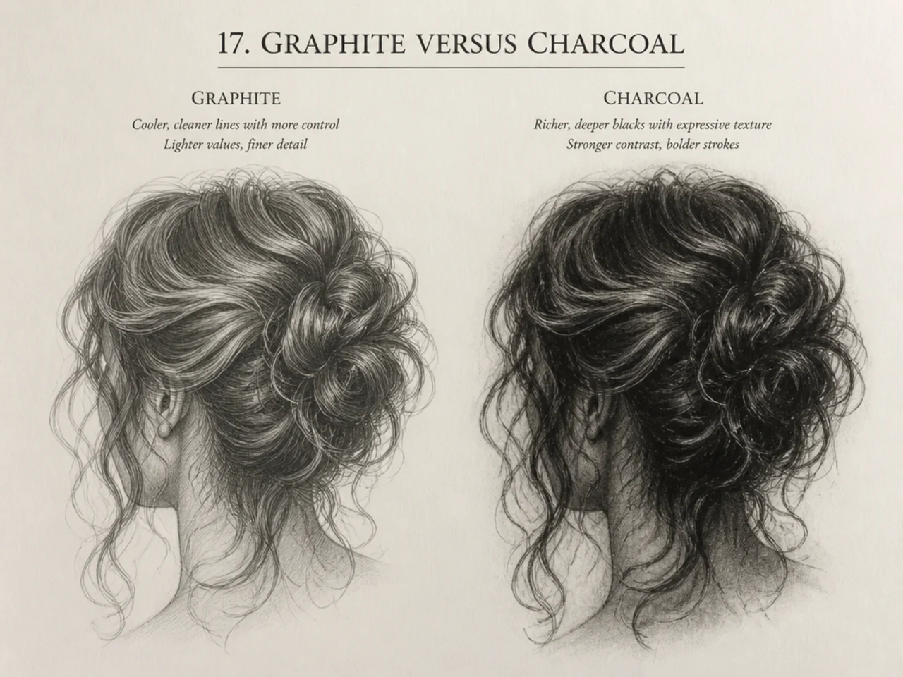 The same study in graphite and charcoal