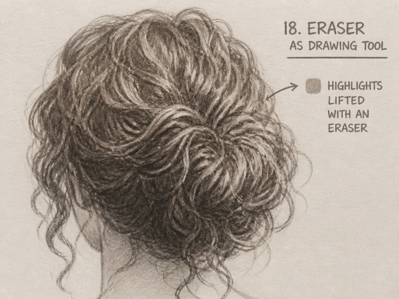 Highlights lifted with an eraser