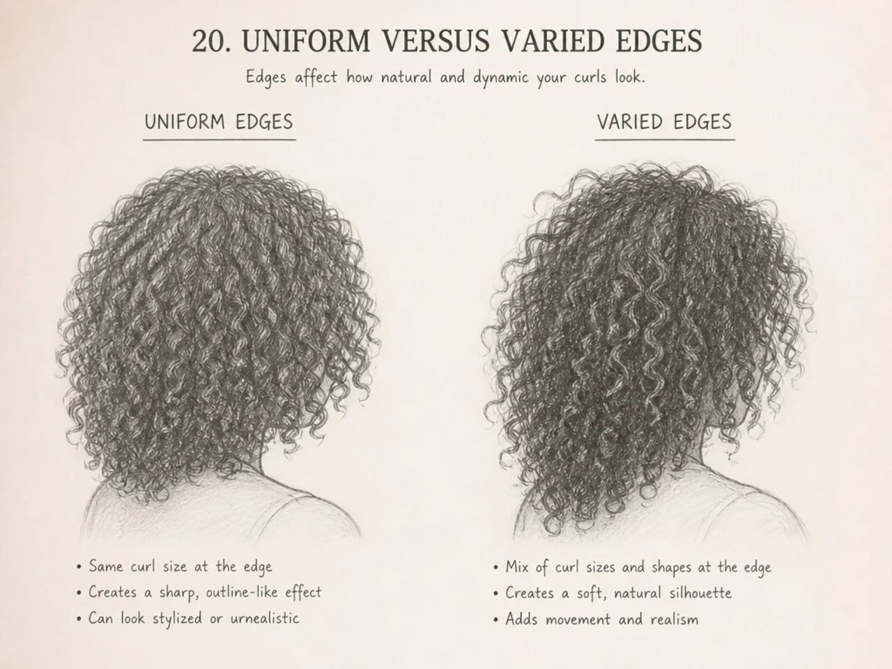 Uniform edges compared with varied ones