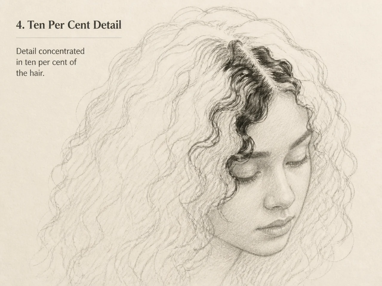 Detail concentrated in ten per cent of the hair