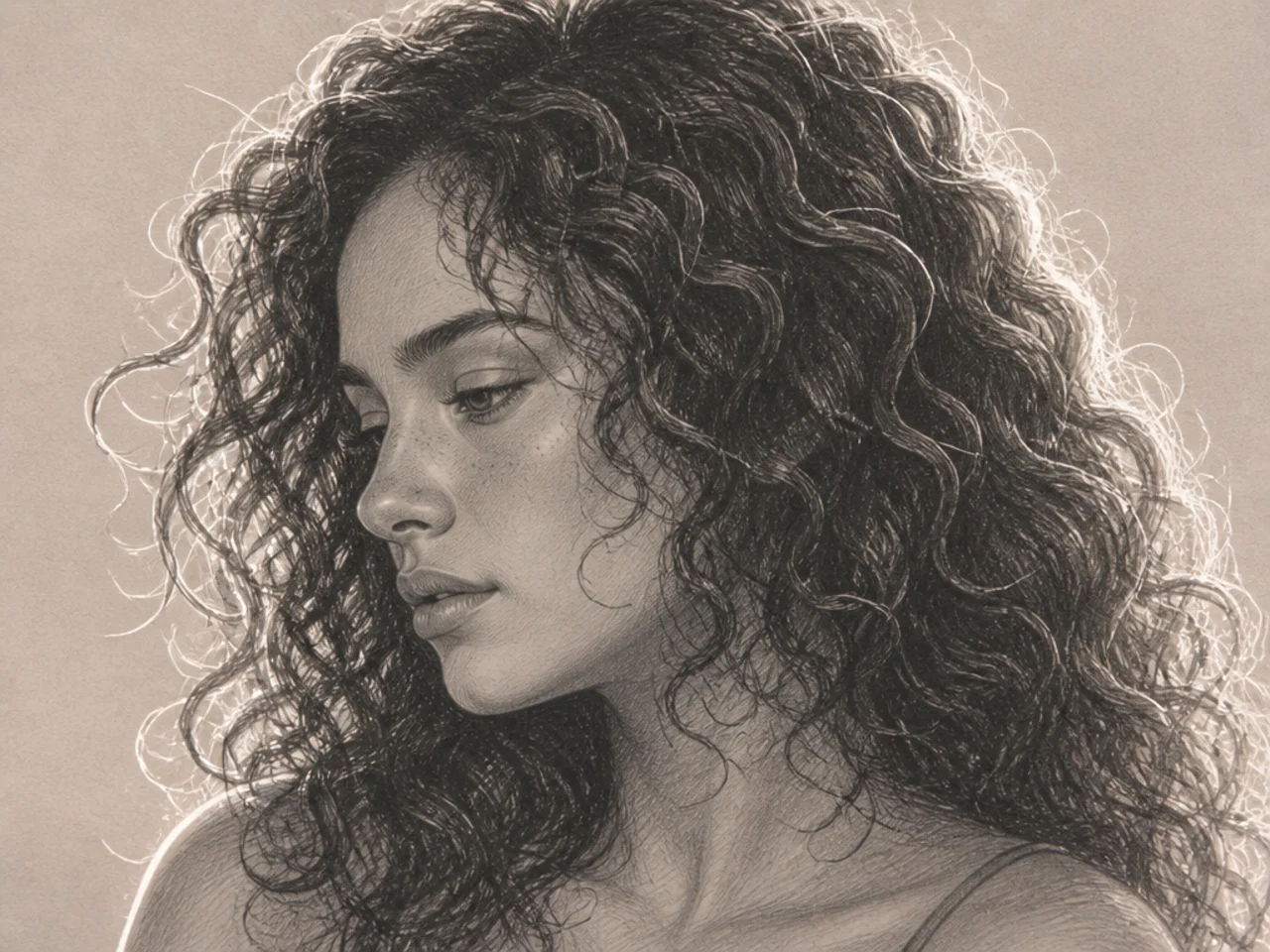 Rim-lit curls with hard bright edges