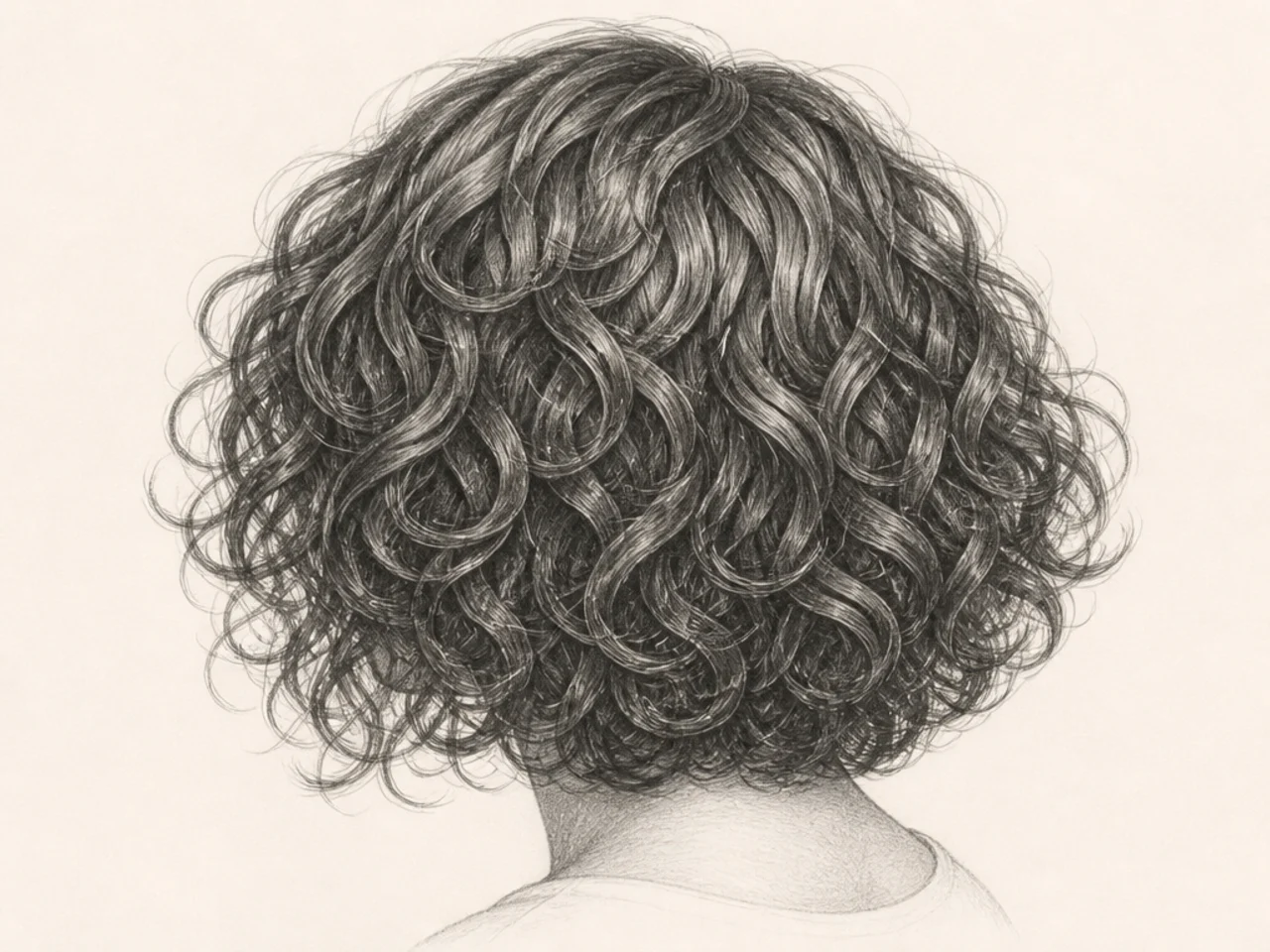 A finished realistic curly hair drawing
