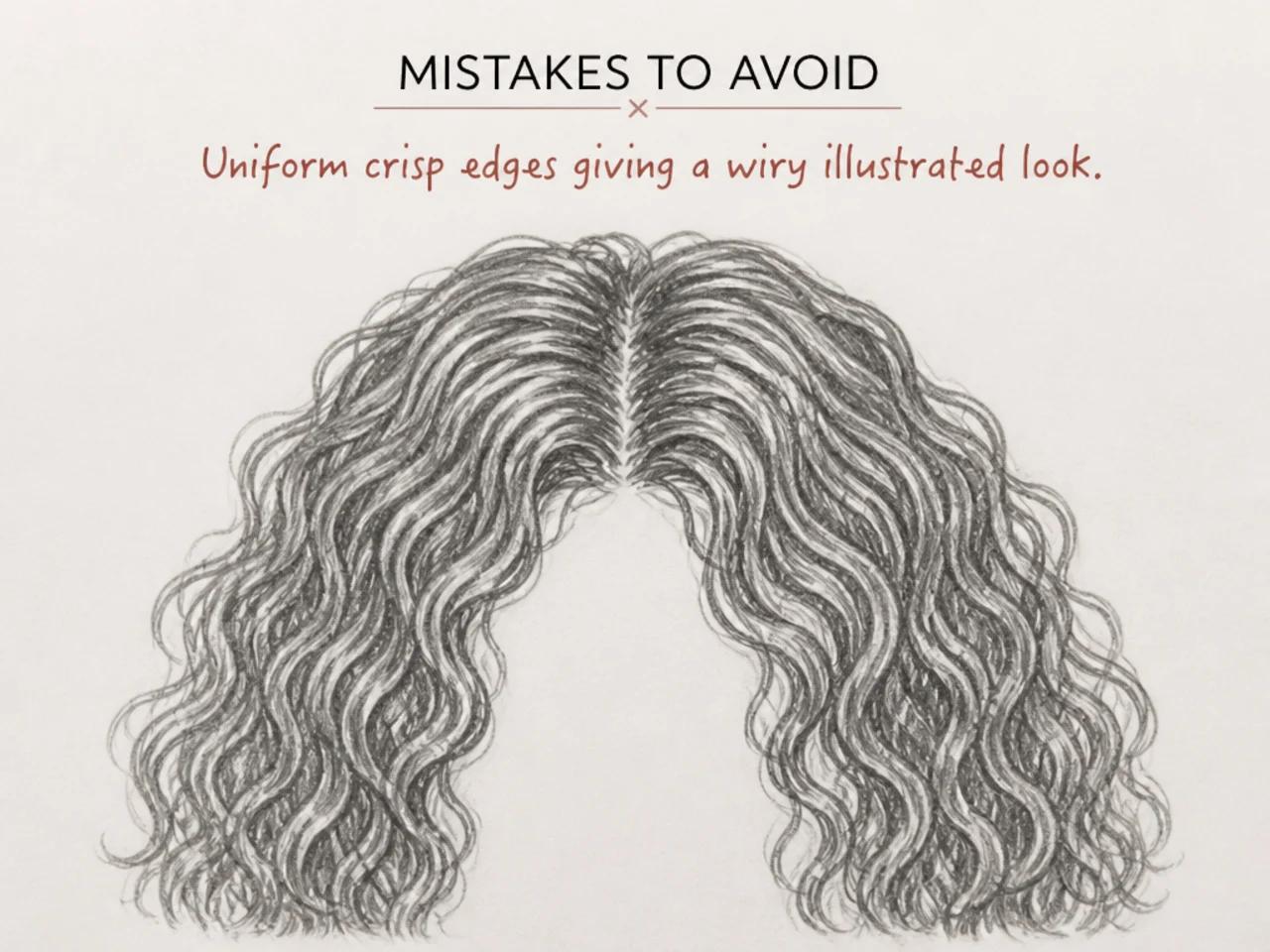 Uniform crisp edges giving a wiry illustrated look
