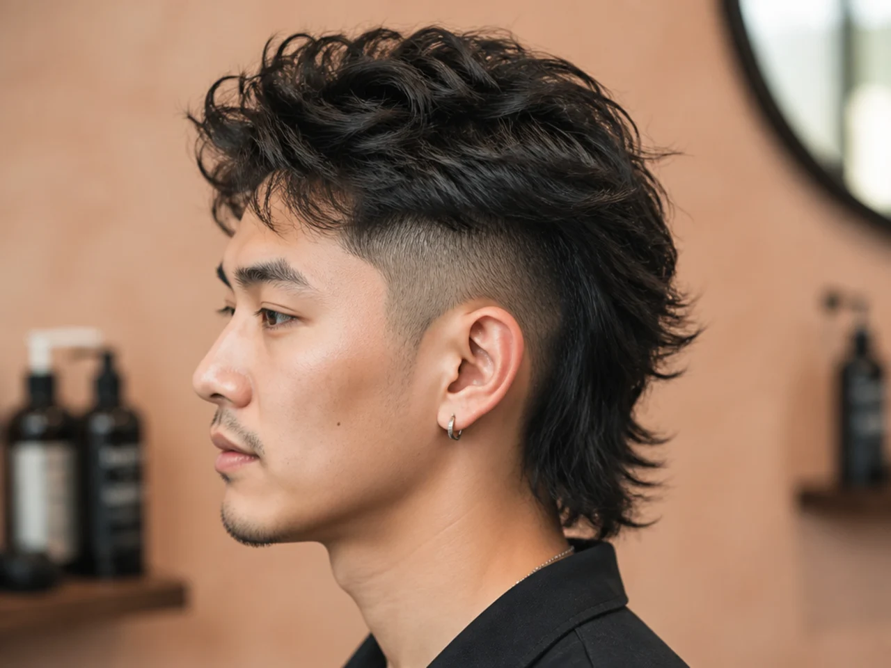 Undercut reverse mullet with hard disconnected line and long textured top