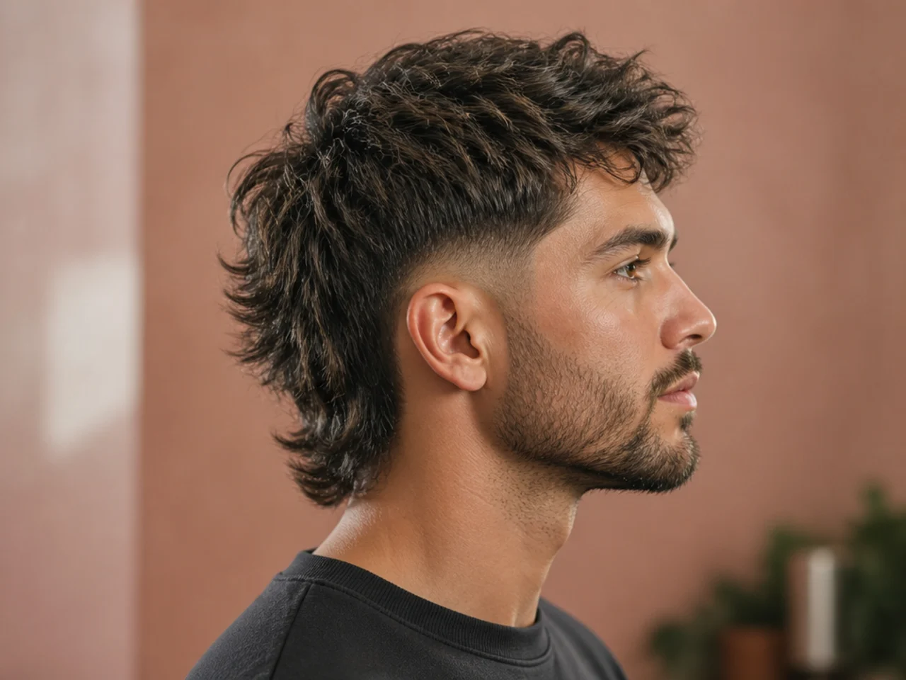 Faded reverse mullet with low fade wrapping the back and long textured front