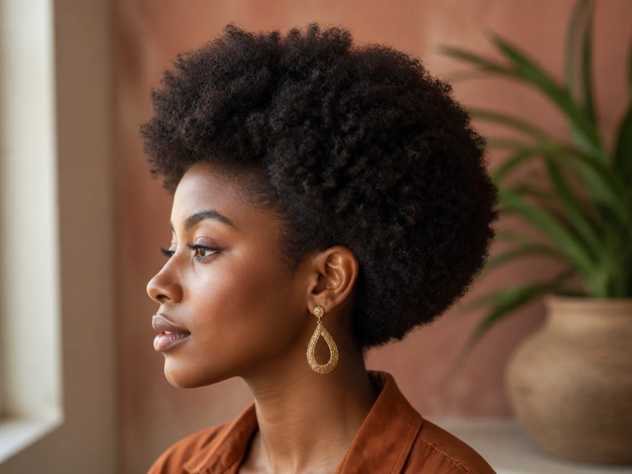 A rounded cloud shaped crown on 4C hair
