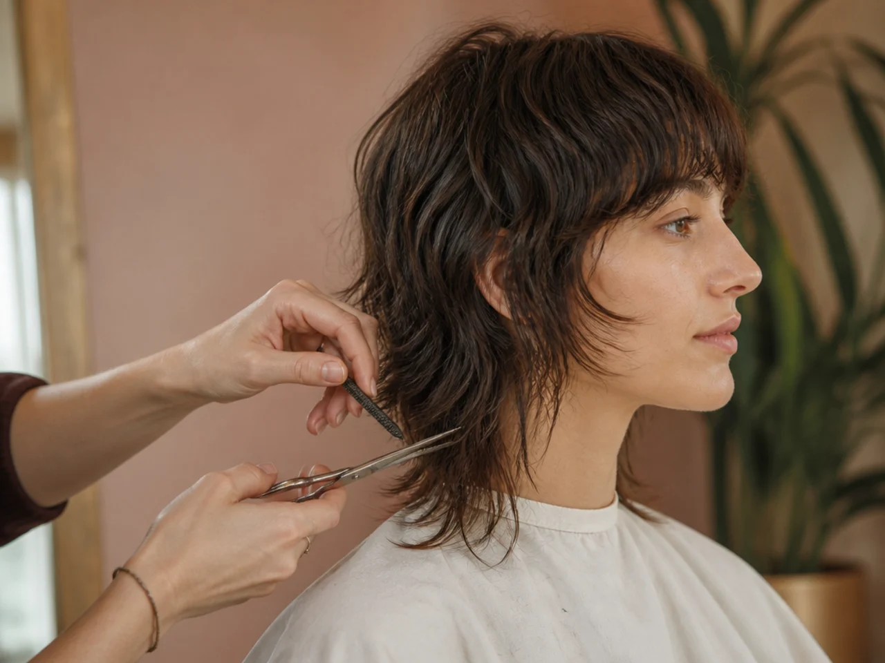 Only the perimeter being trimmed on a fine haired shag
