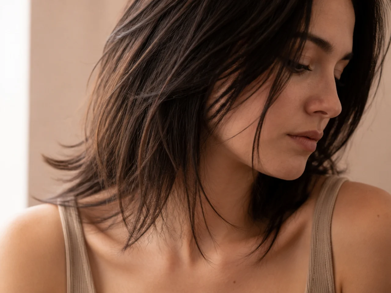 Thinned transparent ends on fine layered hair