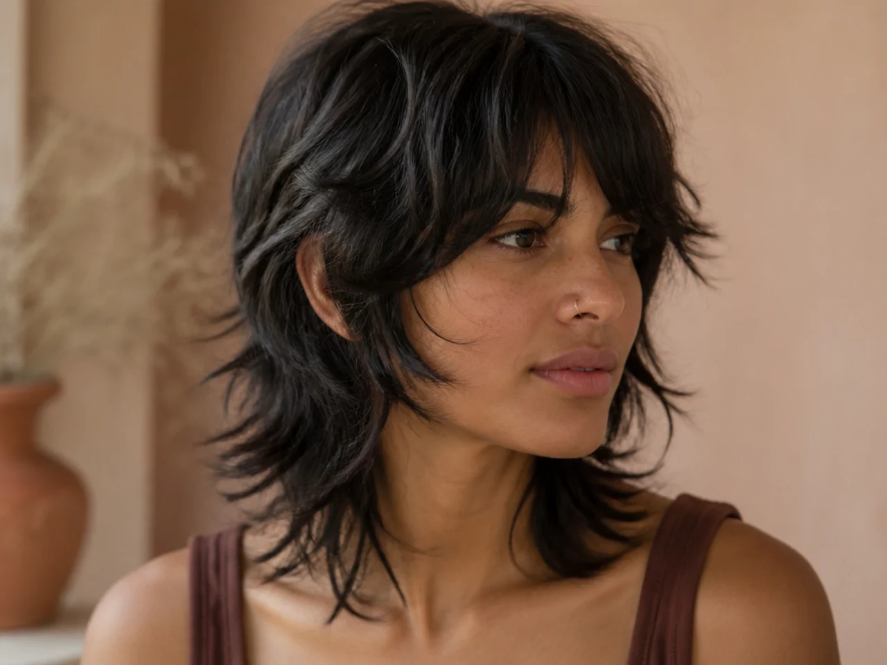 Layers starting at jaw level on a fine haired shag