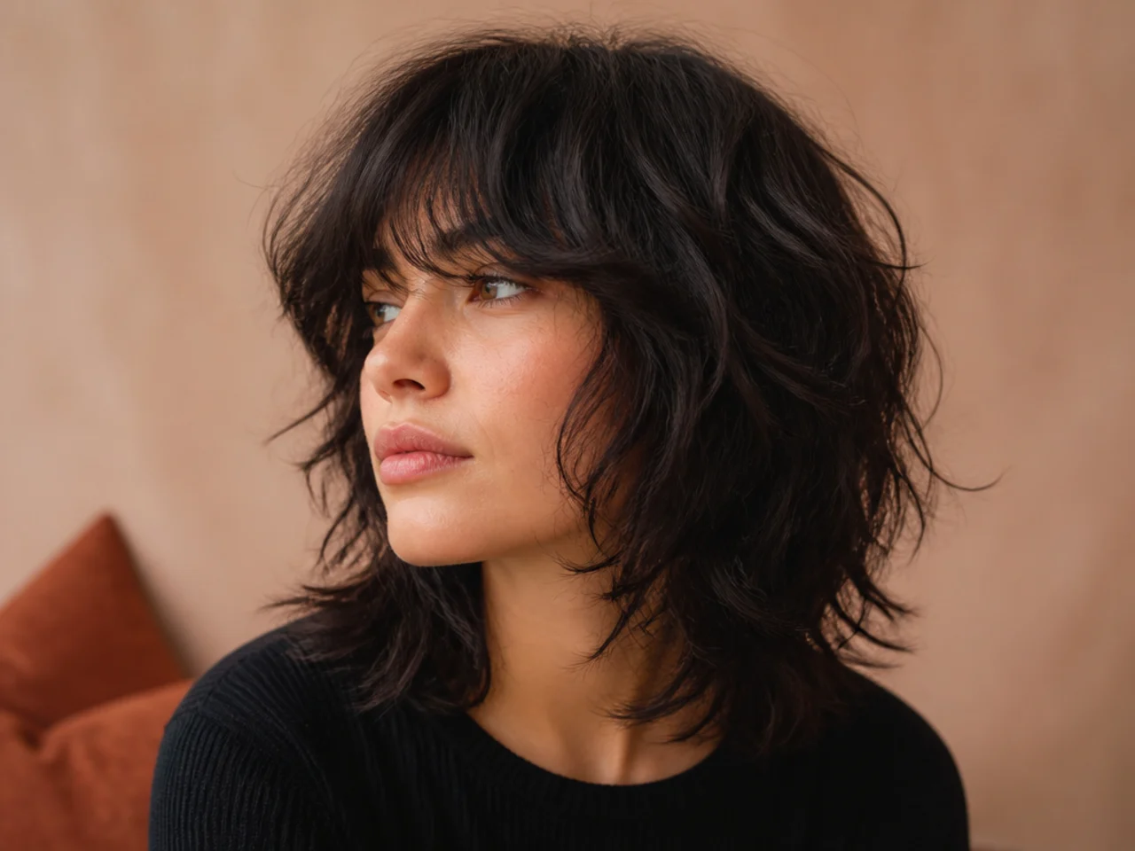 A medium shag with a rounded domed crown shape