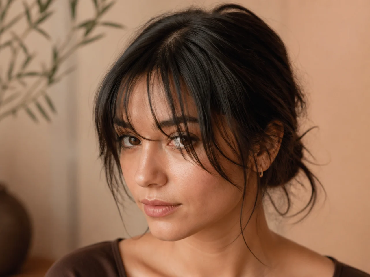 A wispy fringe separated into stringy pieces by too much product beside a naturally clumped curtain fringe
