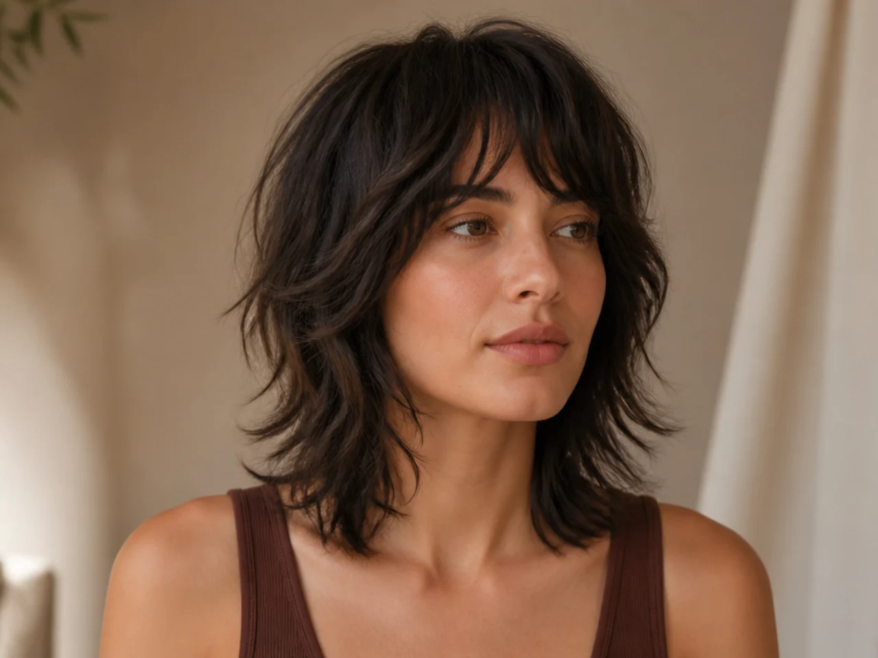A shag two months after cutting with softened layers and a dropped face frame