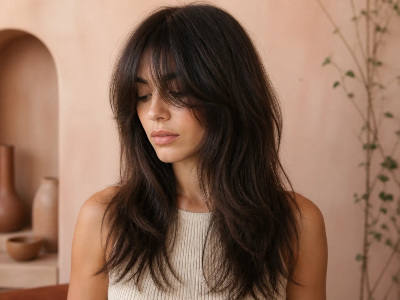 An over blended shag that has lost its layer steps and reads as flat long layers