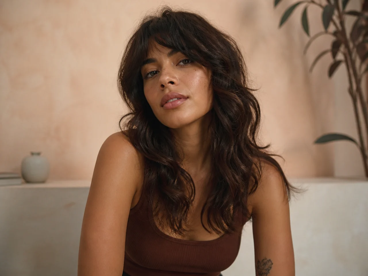A wavy shag with S bends through the mid lengths and flicked ends