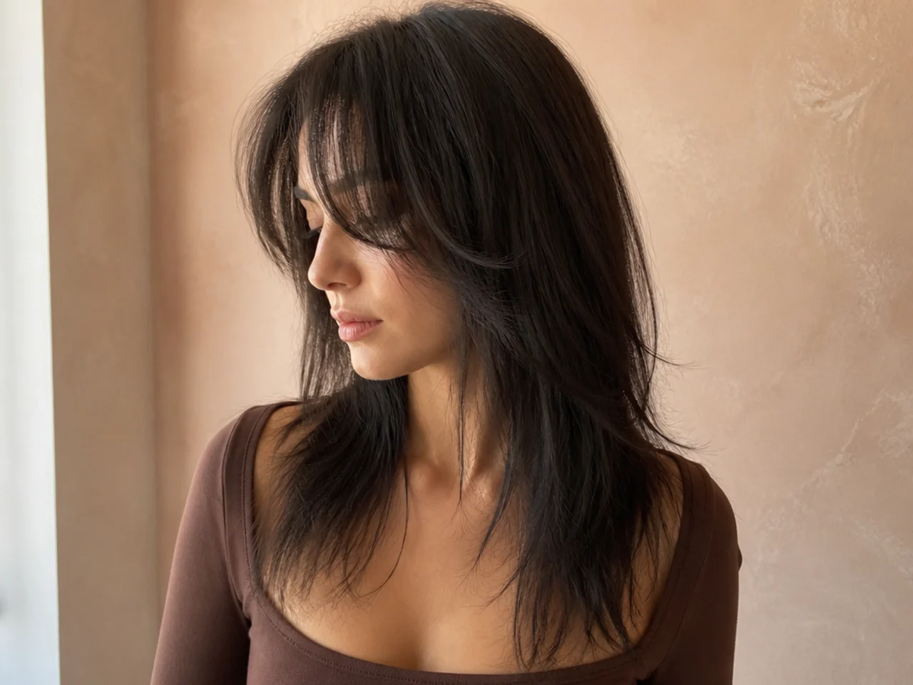 Over thinned wispy ends with no defined bottom line on a layered cut