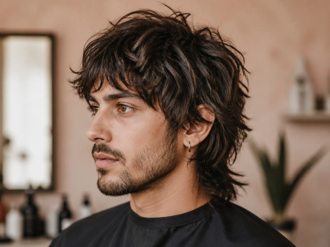Choppy shaggy wolf cut with distinct blunt-tip chunks visible through the layered top and perimeter
