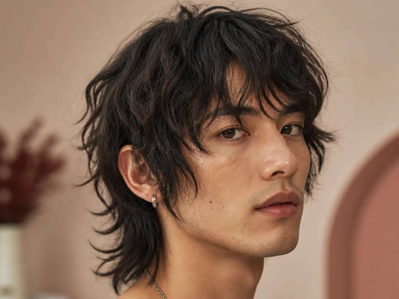 Wispy shaggy wolf cut with delicate razor-tapered strands and thin face-framing
