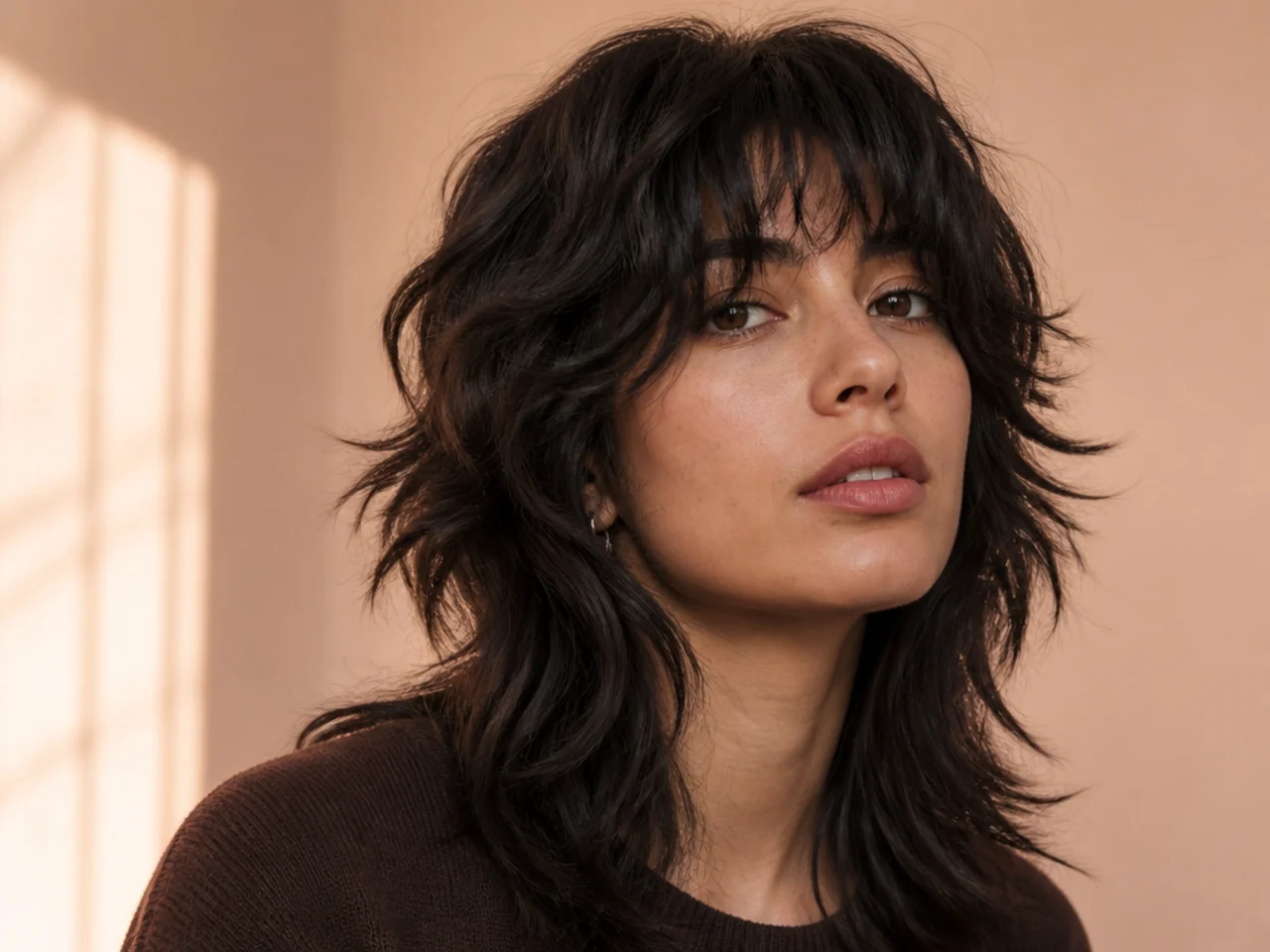 Shaggy wolf cut on thick hair