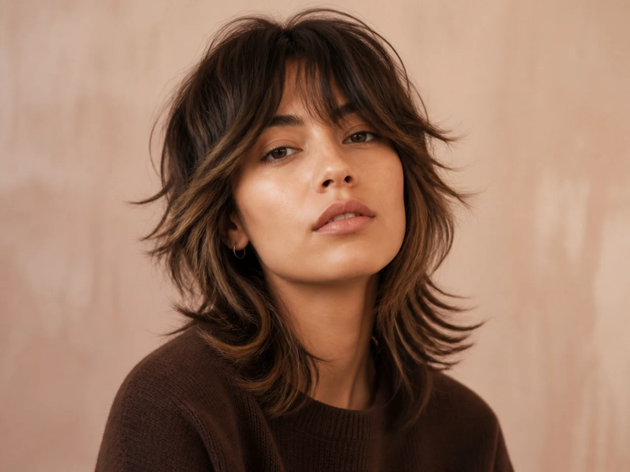 Shaggy wolf cut with mid-length highlights