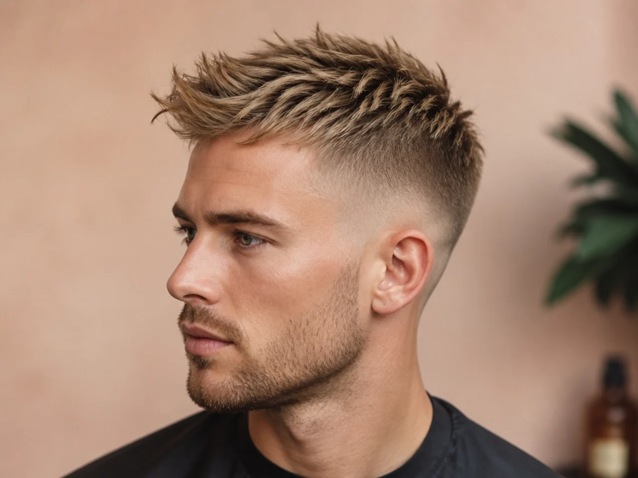 Grid of fifteen short blonde men's haircut variations — buzz, crop, quiff, side part and more