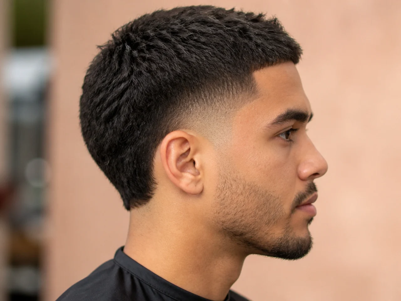 Low short burst fade with a cropped top