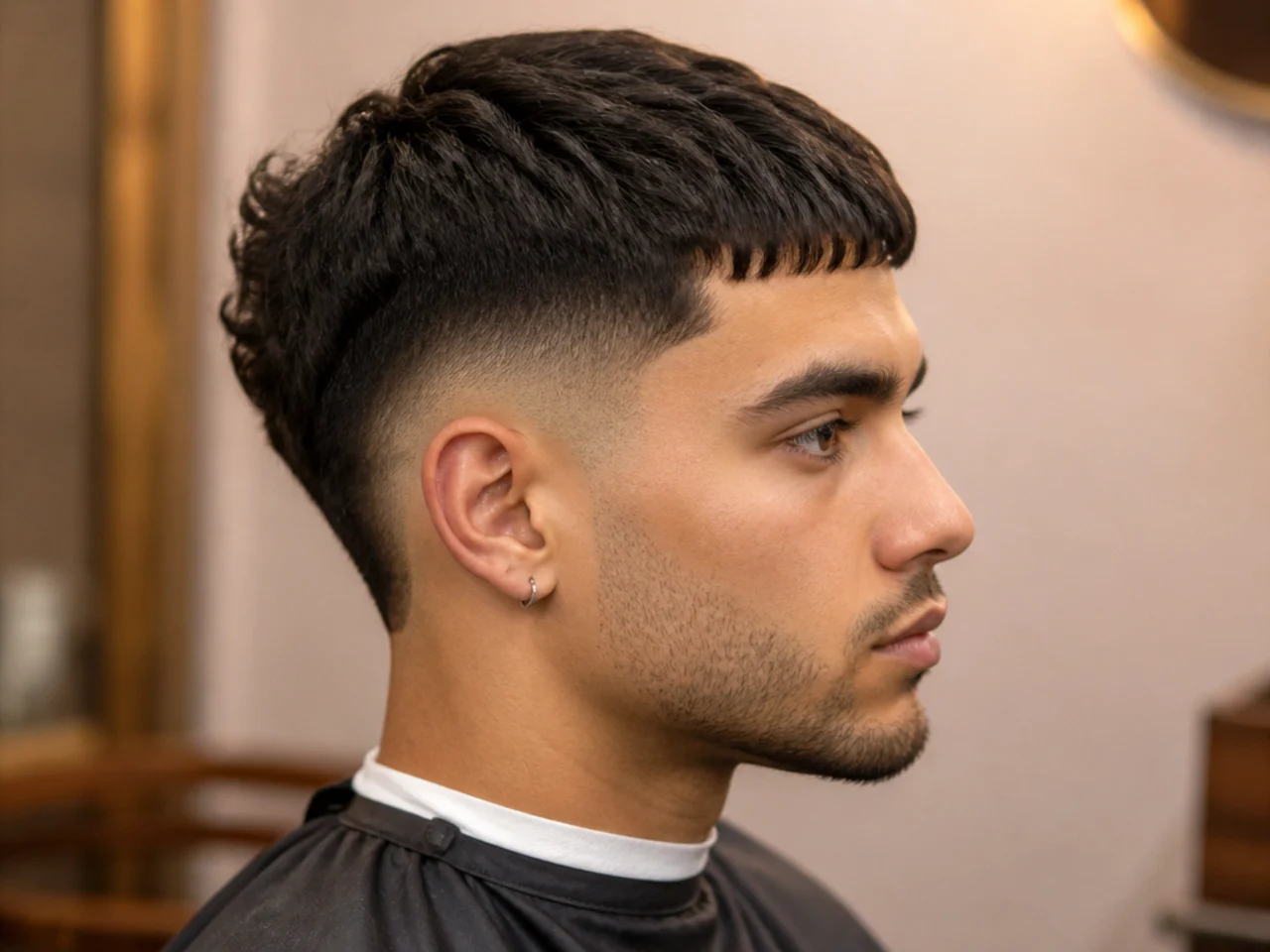 Short burst fade with a French crop top
