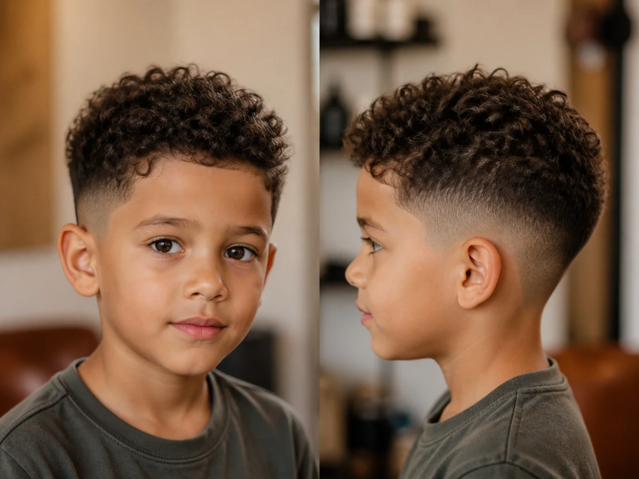 A boy with fine short curly hair
